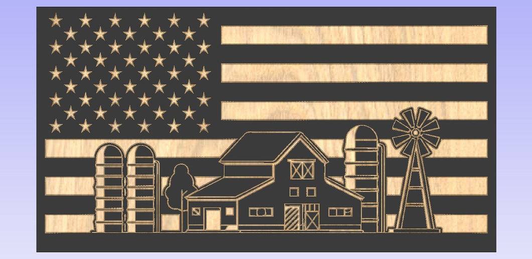 barn landscape flag