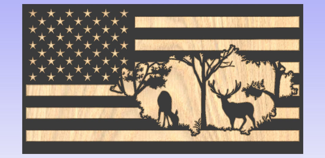 deer in woods flag